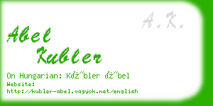 abel kubler business card